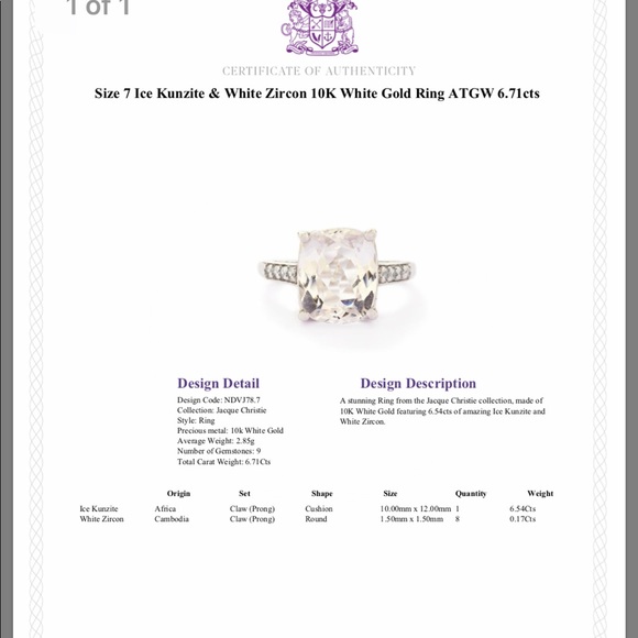 Ice Kunzite and white zircon ring - Picture 7 of 8